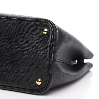 Prada Saffiano Cuir Medium Double Bag Black Fuoco 8 of 9