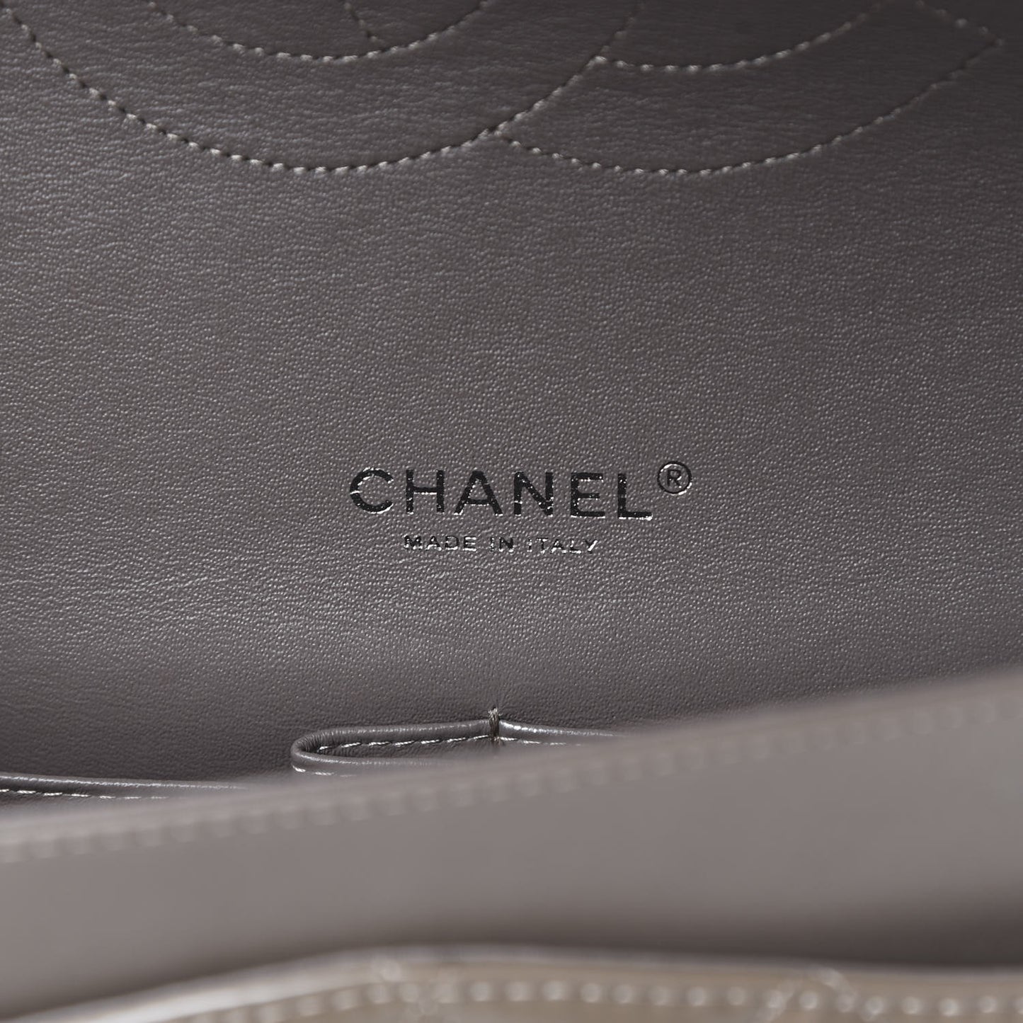 Patent Calfskin Quilted Maxi Double Flap Grey