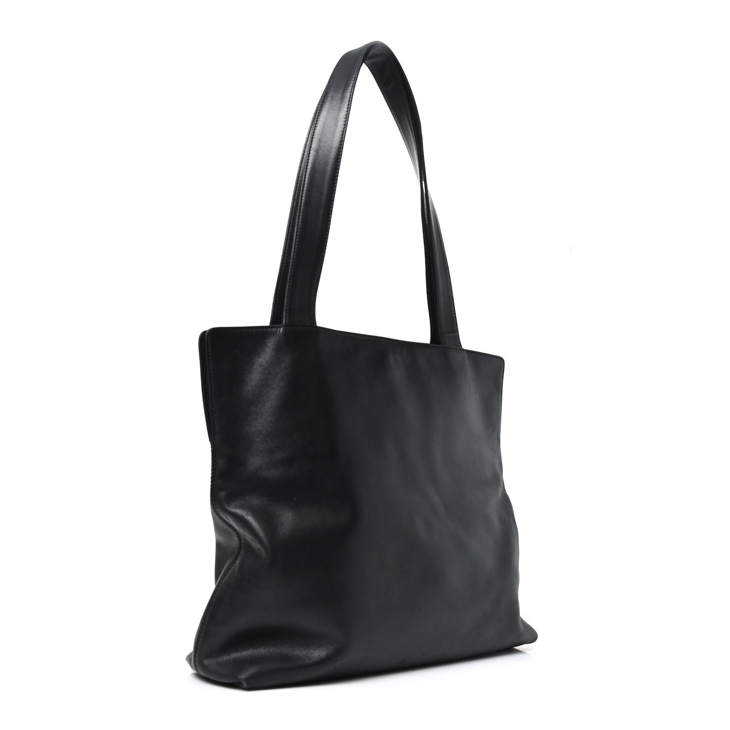 Calfskin Embossed CC Shoulder Bag Black