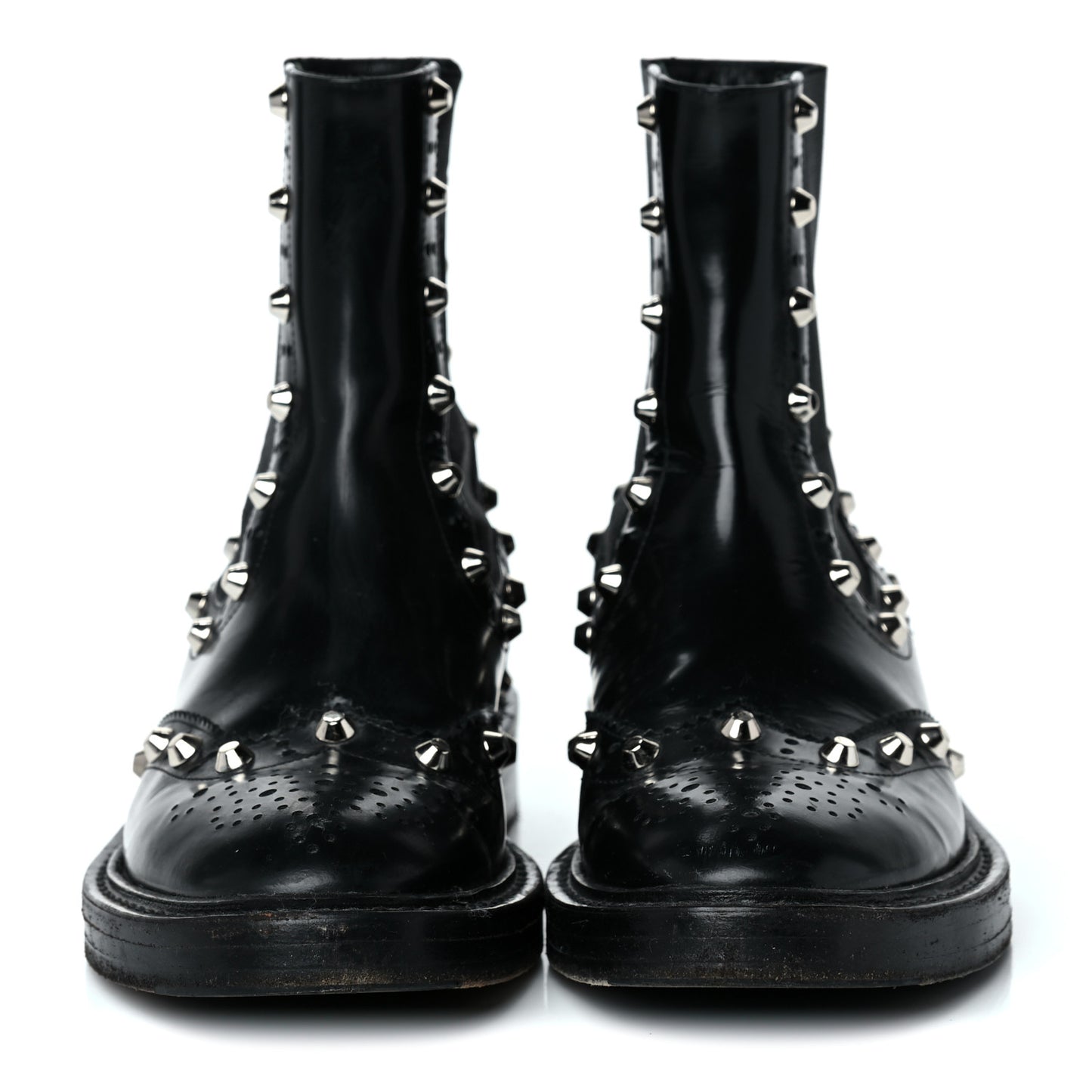 Calfskin Womens Studded Chelsea Boots 37 Black