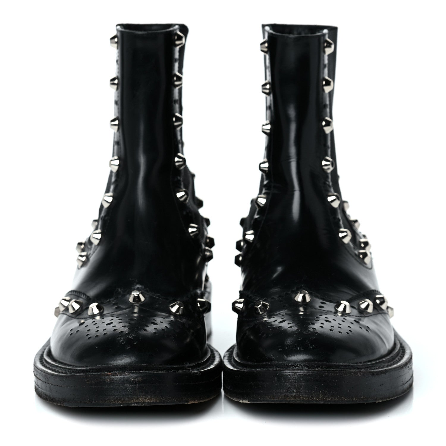 Balenciaga Calfskin Womens Studded Chelsea Boots 37 Black 2 of 30