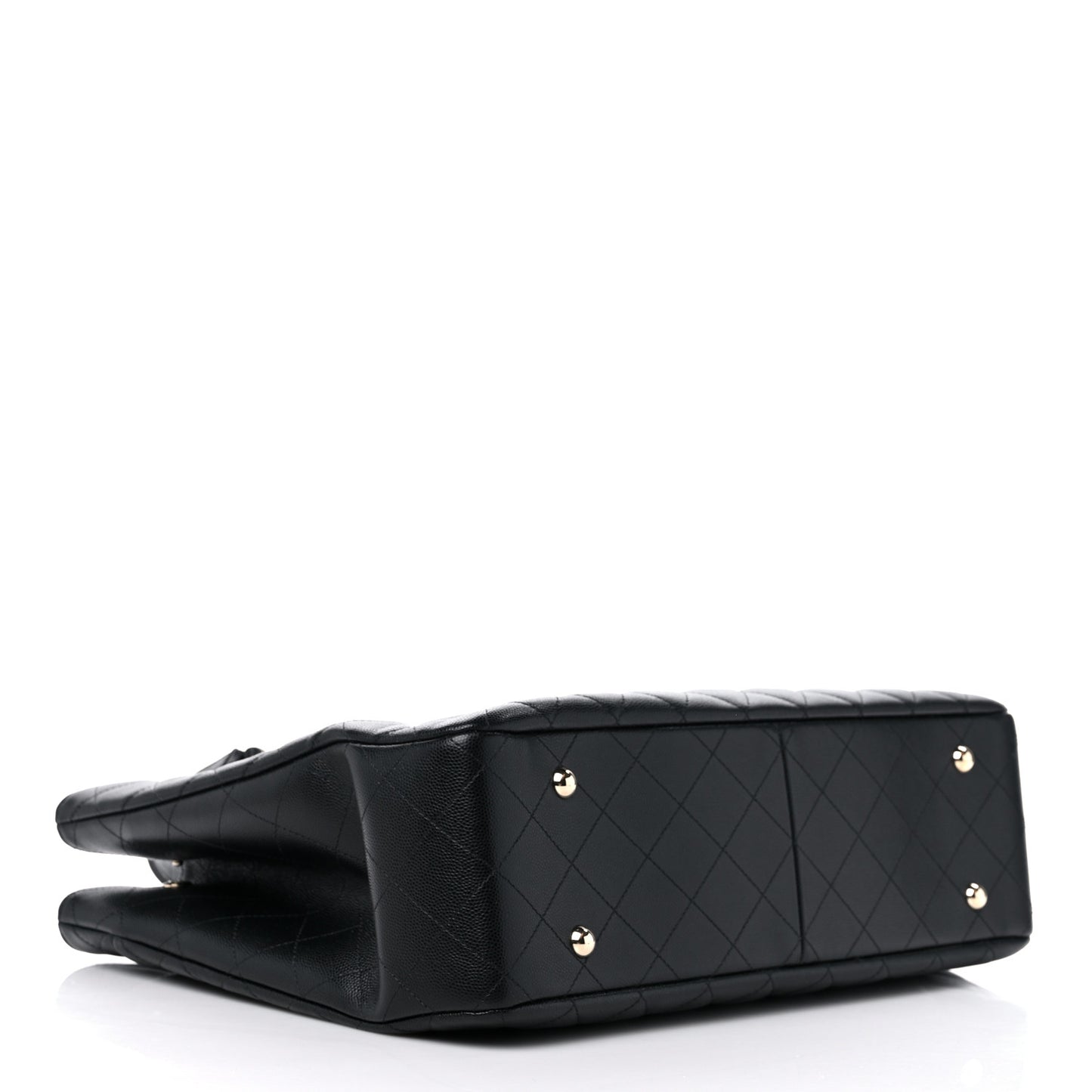 Caviar Quilted Large Shopping Tote Black