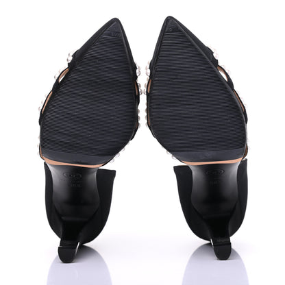 Chanel Satin Grosgrain Pearl Pumps 36.5 Black 5 of 11