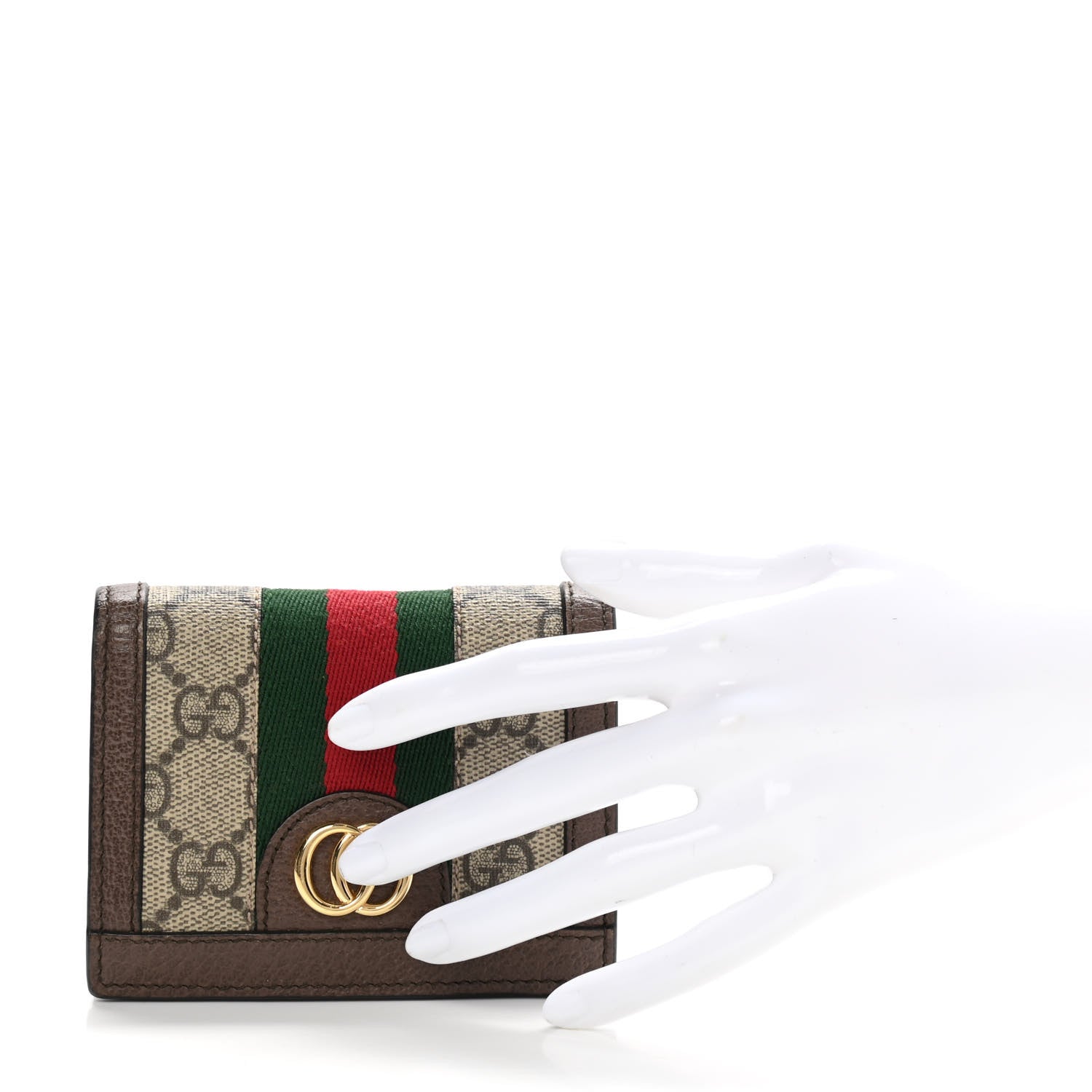 Gucci GG Supreme Monogram Web Ophidia Card Case Beige New Acero 2 of 7