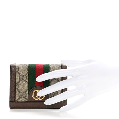 Gucci GG Supreme Monogram Web Ophidia Card Case Beige New Acero 2 of 7