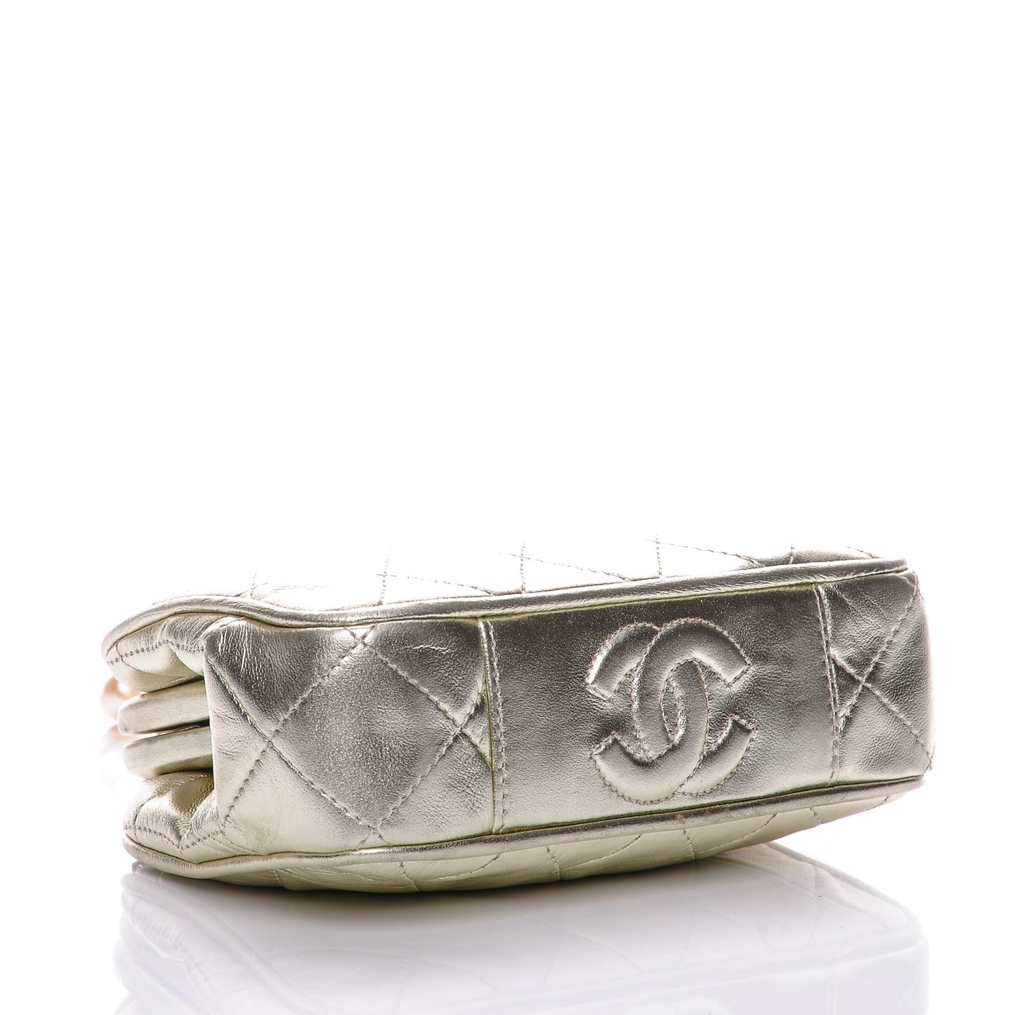 Metallic Lambskin Pearl Framed Mini Evening Bag Gold