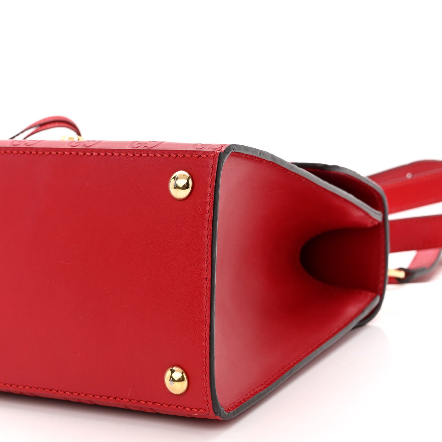 Guccissima Signature Small Padlock Top Handle Bag Hibiscus Red