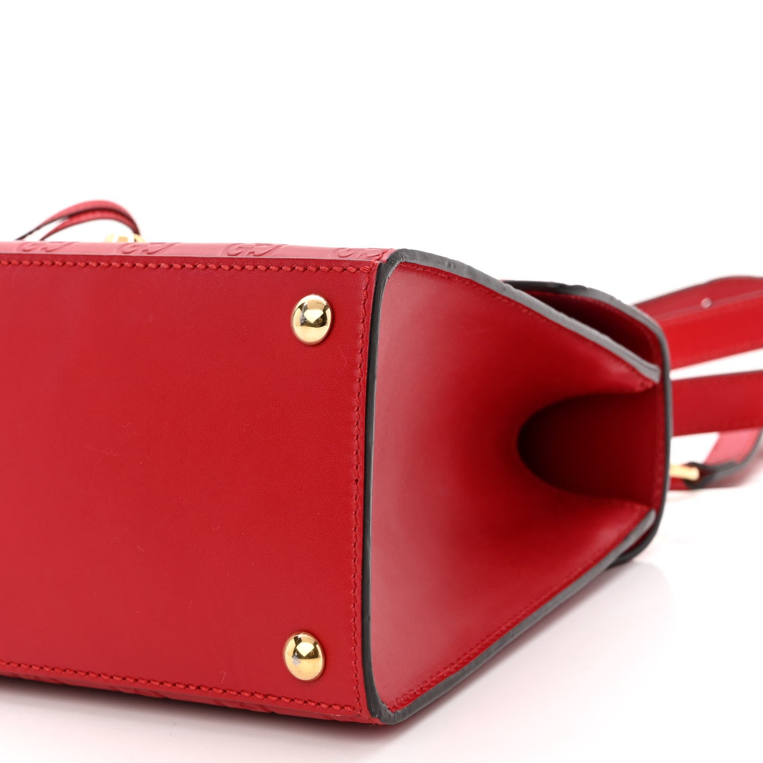 Gucci Guccissima Signature Small Padlock Top Handle Bag Hibiscus Red 9 of 10