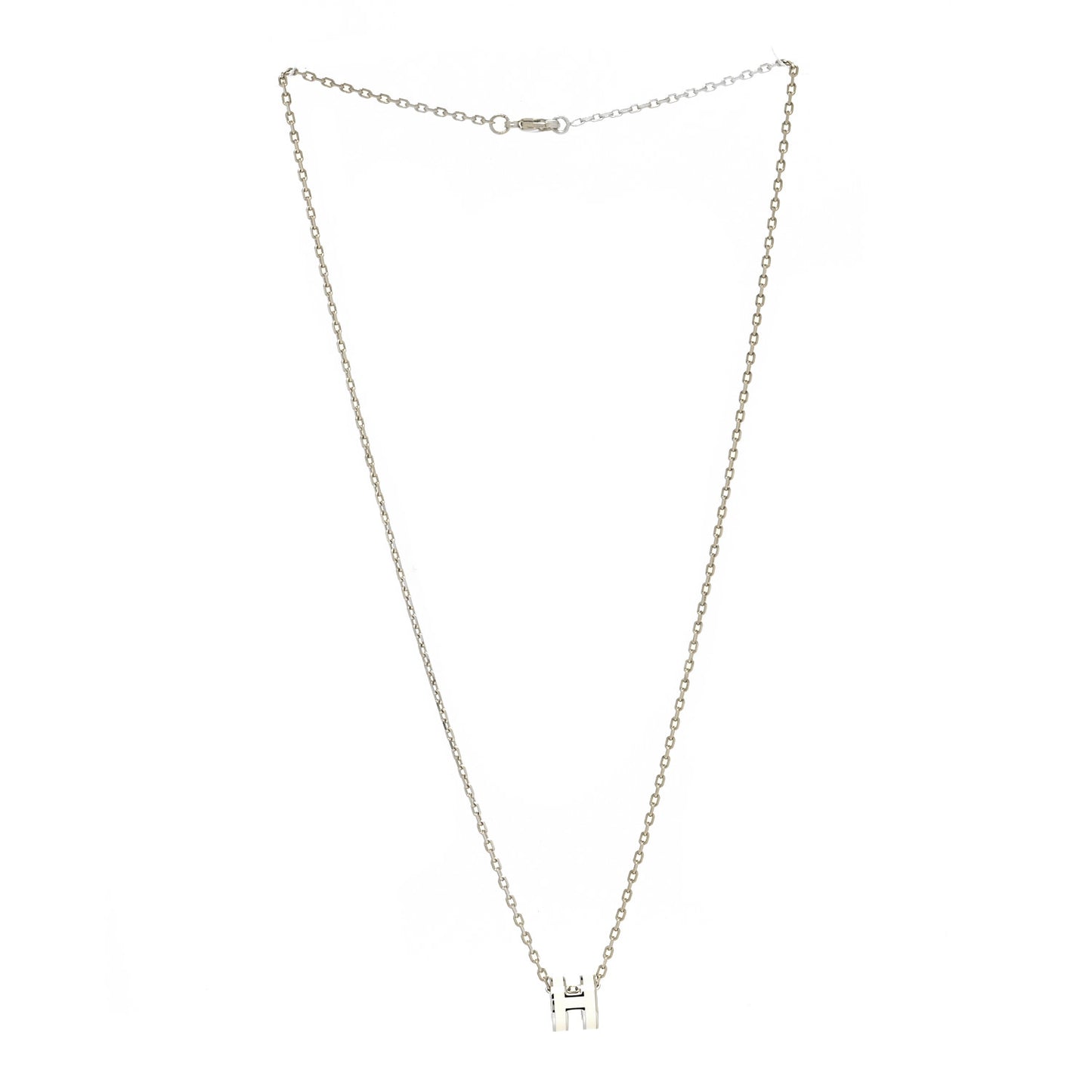 Lacquered Palladium Mini Pop H Pendant Necklace White