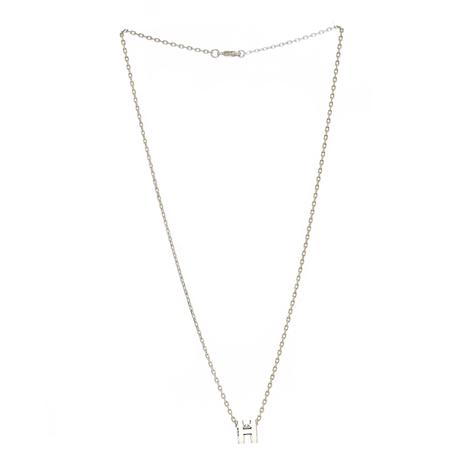 Hermes Lacquered Palladium Mini Pop H Pendant Necklace White 2 of 5