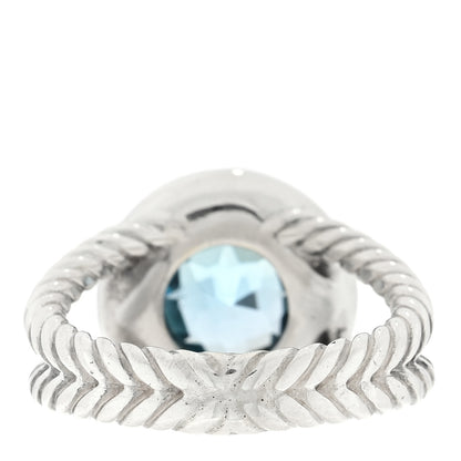 David Yurman Sterling Silver Diamond Blue Topaz 8mm Petite Cerise Ring 50 5.25 3 of 4