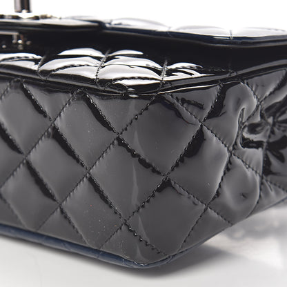 Chanel Patent Calfskin Quilted Mini Rectangular Flap Navy Blue Black 10 of 10