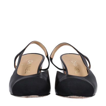 Chanel Goatskin Grosgrain Cap Toe CC Slingback Sandals 38.5 Black 3 of 10