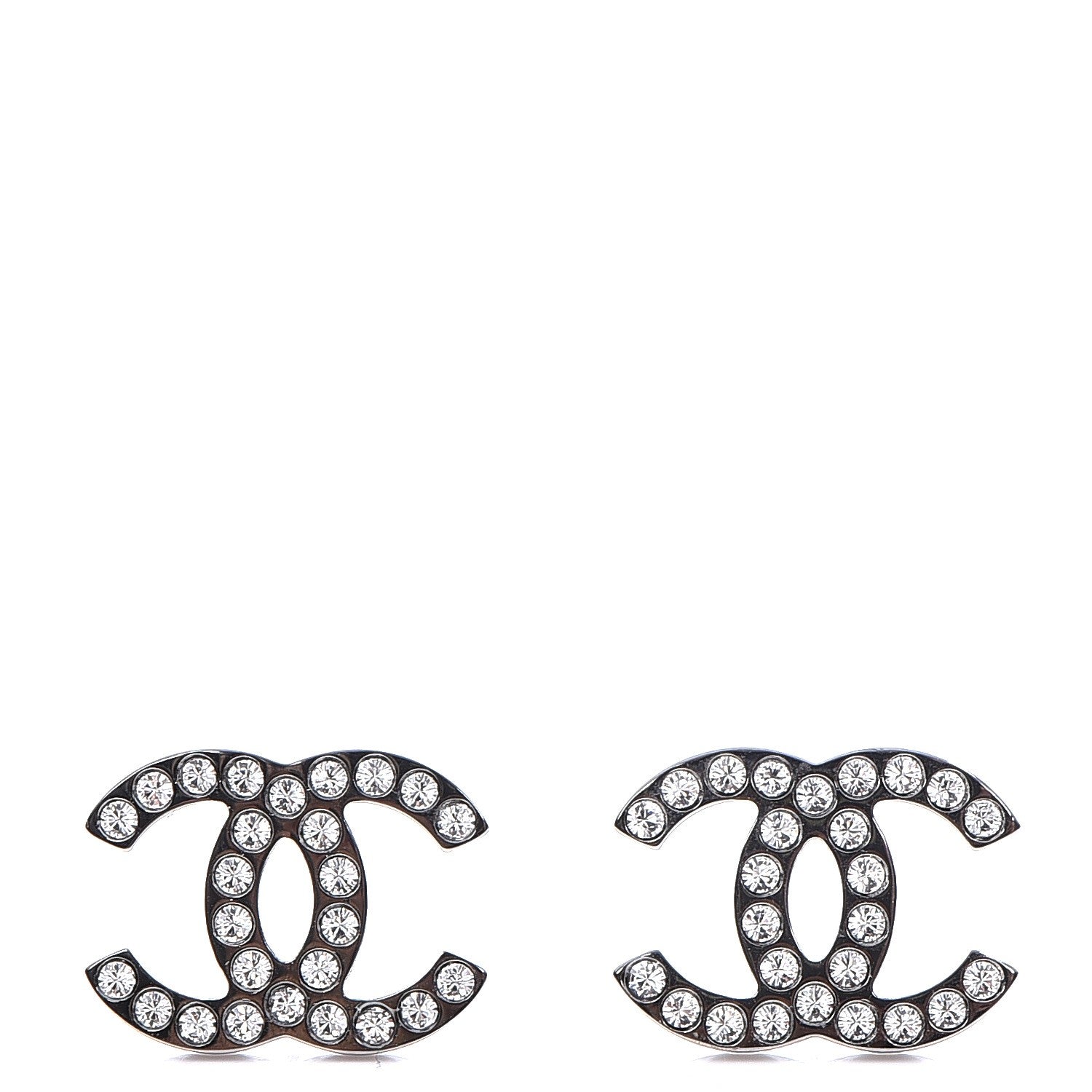 Chanel Crystal CC Earrings Silver 1 of 5