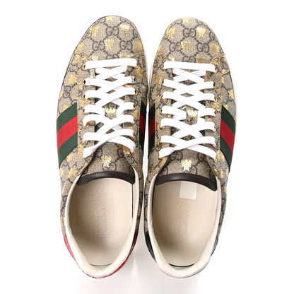 Gucci GG Supreme Monogram Bees Ayers Web Mens Ace Sneakers 9.5 Beige Oro Green Red 2 of 9