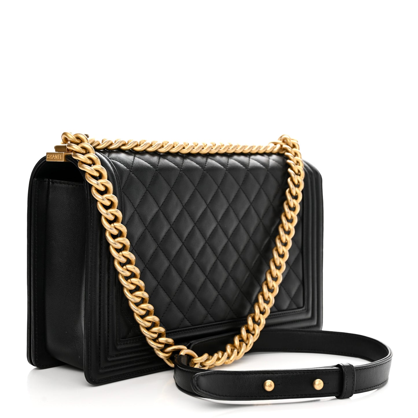 Calfskin Quilted New Medium Boy Flap Black