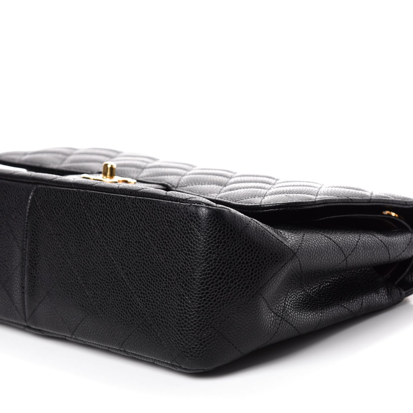 Caviar Quilted Jumbo Double Flap Black