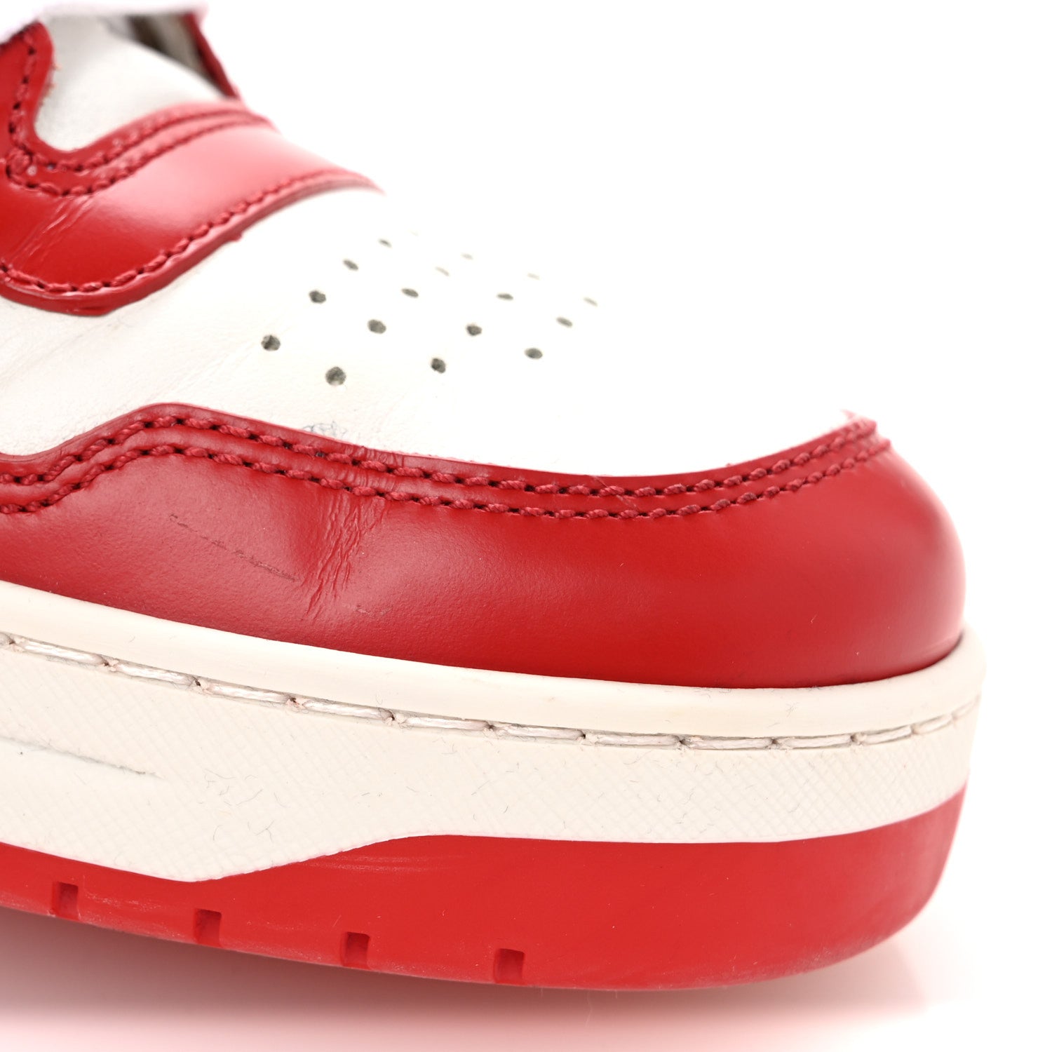 Prada Vitello Sport Spazzolato Rois Triangle Logo Womens Downtown Low Top 30mm Sneakers 38.5 White Lacca 10 of 11