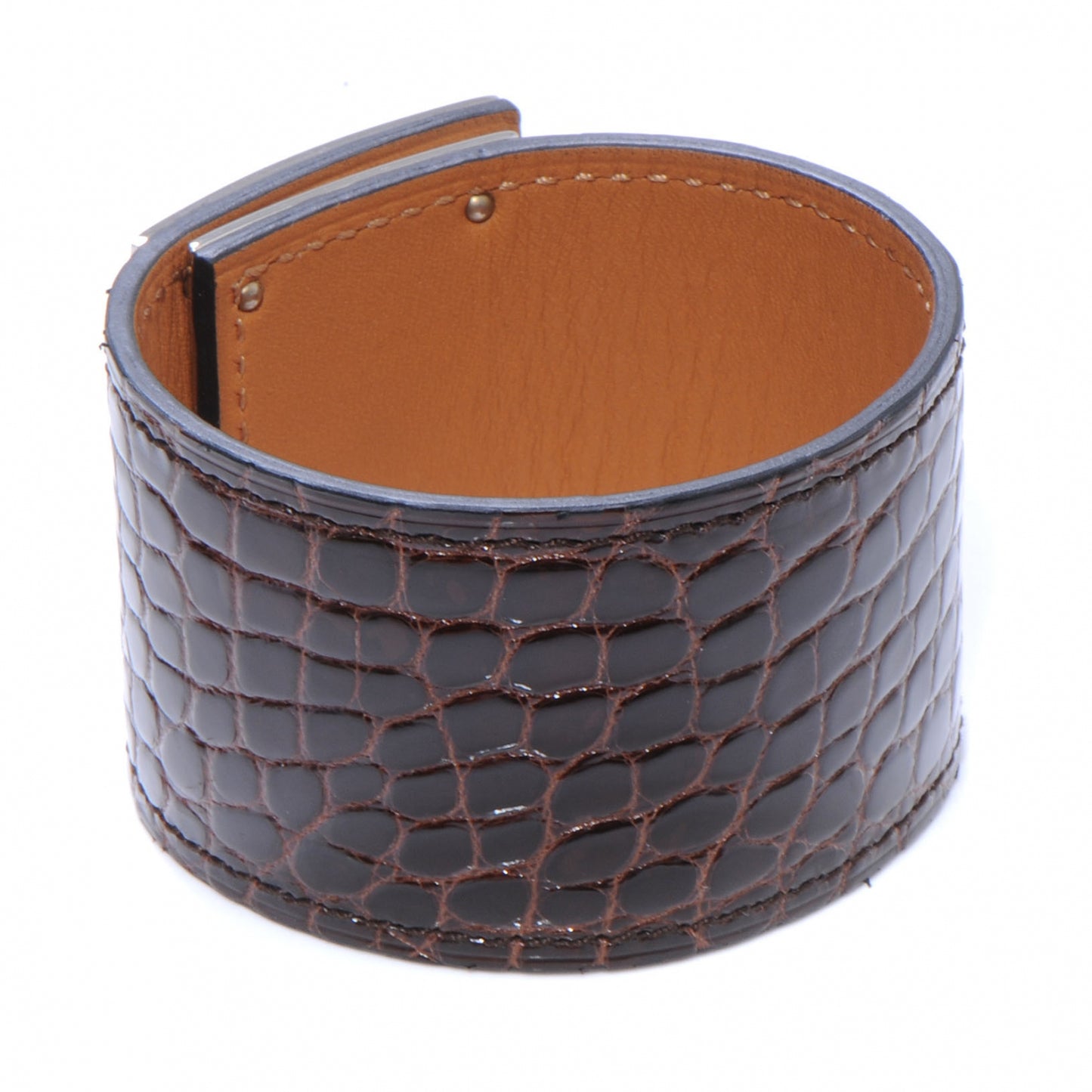 Shiny Alligator Kelly Dog Cuff Havanne