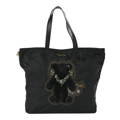 Prada Tessuto Nylon Teddy Bear Tote Black 1 of 12