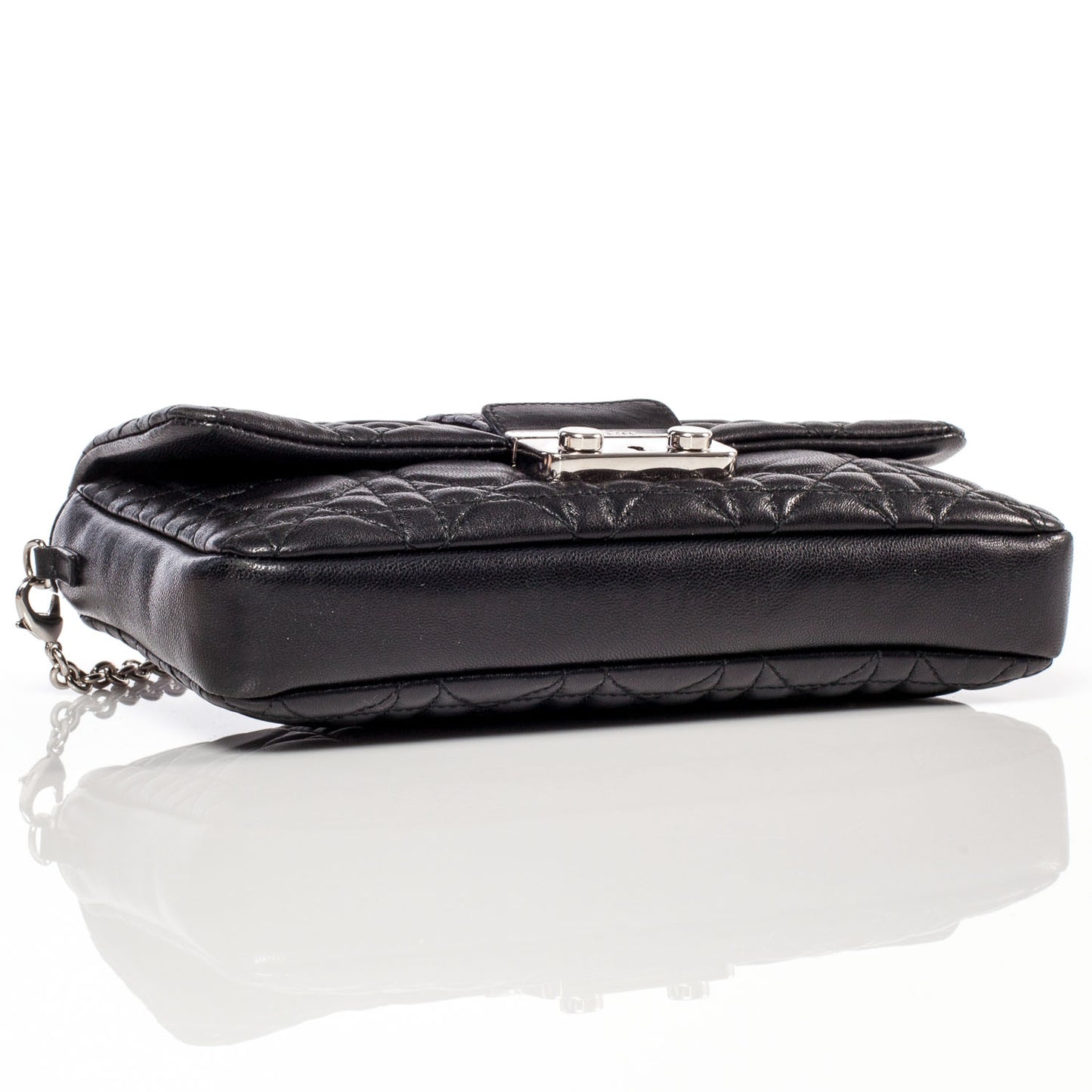 Lambskin Cannage New Lock Pouch Black