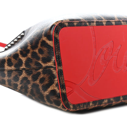 Christian Louboutin Calfskin Empire Leopard Print Spiked Large Cabarock Shopper Tote Brown 6 of 7