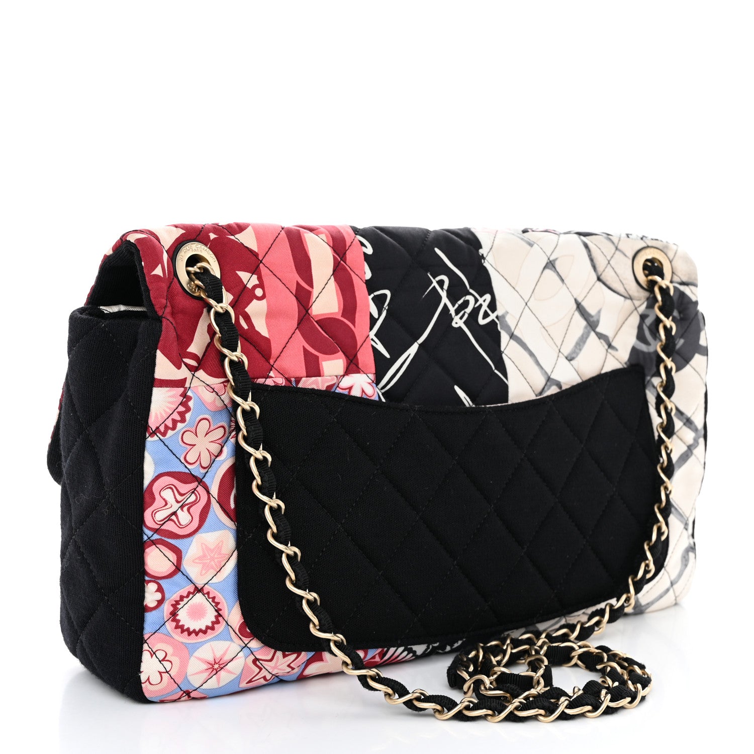 Chanel Fabric Quilted Patchwork Medium Flap Red Black Multicolor 3 of 11
