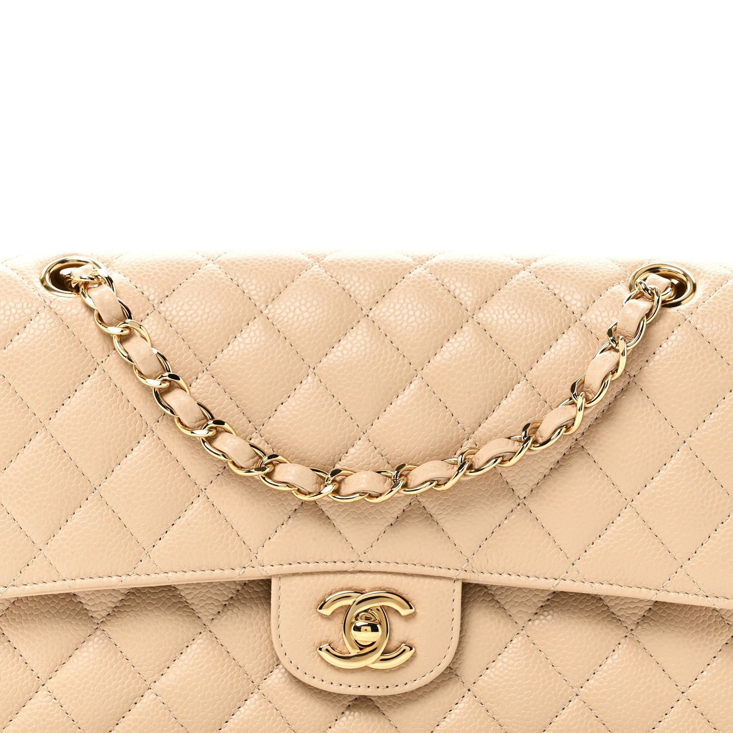 Chanel Caviar Quilted Medium Double Flap Beige 8 of 10