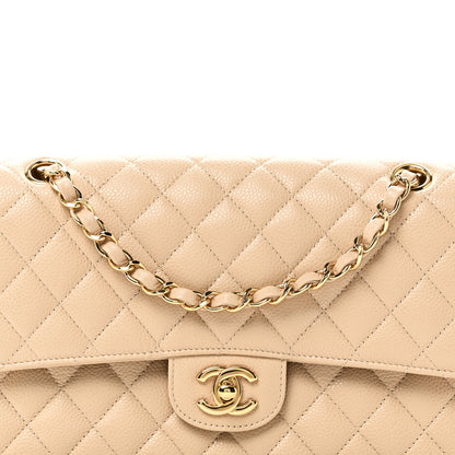 Chanel Caviar Quilted Medium Double Flap Beige 8 of 10