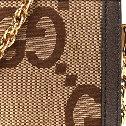 Gucci Monogram Jumbo GG Textured Dollar Calfskin Web Small Ophidia Chain Shoulder Bag Camel Ebony New Acero 13 of 13