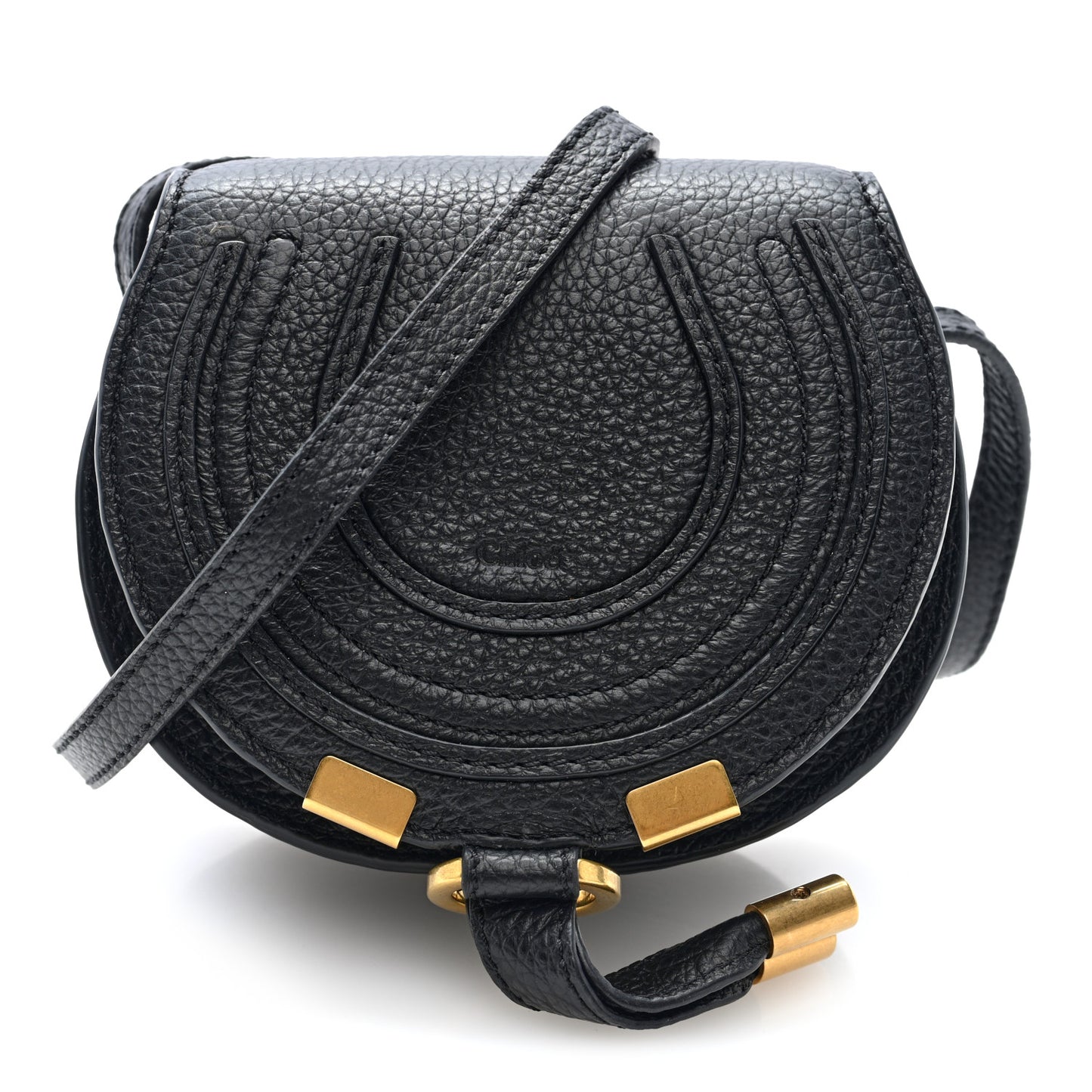 Calfskin Nano Marcie Saddle Bag Black