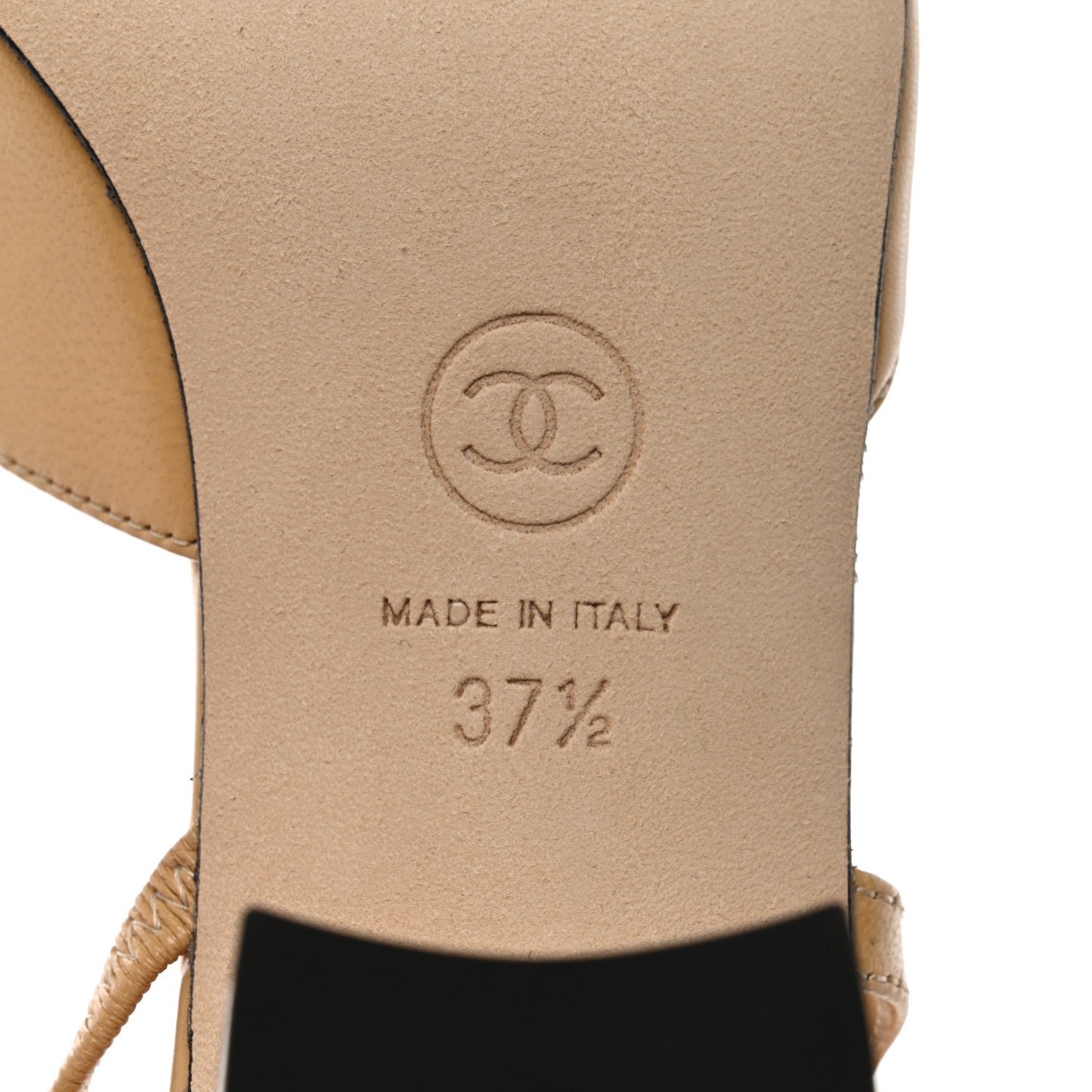 Goatskin Grosgrain Cap Toe CC Slingback Pumps 37.5 Beige Black