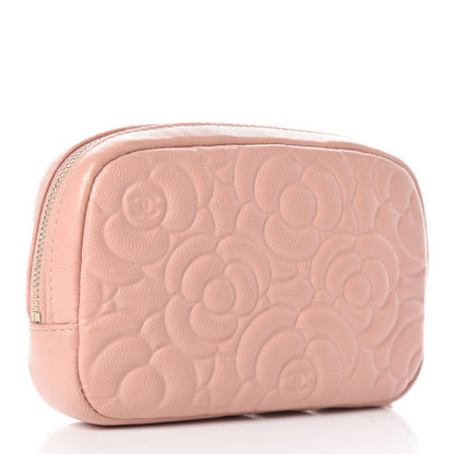 Chanel Caviar Camellia Embossed Small Cosmetic Case Nude 3 of 9