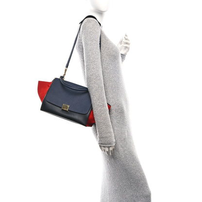 Celine Bullhide Calfskin Nubuck Small Tri-Color Trapeze Carmin 2 of 9