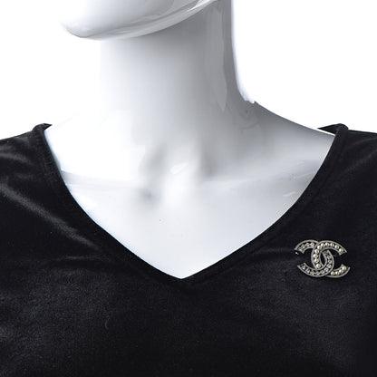 Chanel Pearl Crystal CC Brooch Silver 2 of 5