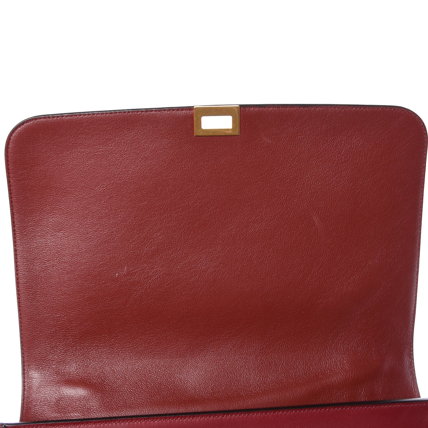 Celine Drummed Calfskin Suede Medium Trapeze Burgundy 9 of 9