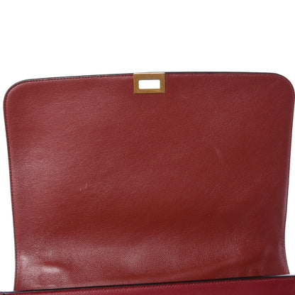 Celine Drummed Calfskin Suede Medium Trapeze Burgundy 9 of 9
