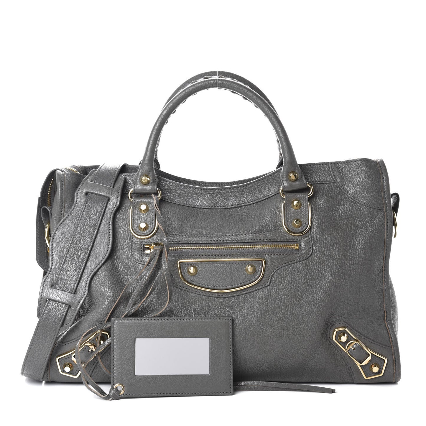 Chevre Gold Metallic Edge Hardware City Gris Acier