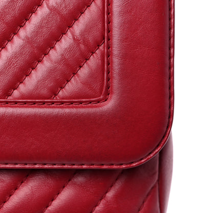 Chanel Calfskin Chevron Quilted Top Handle Flap Red 14 of 15