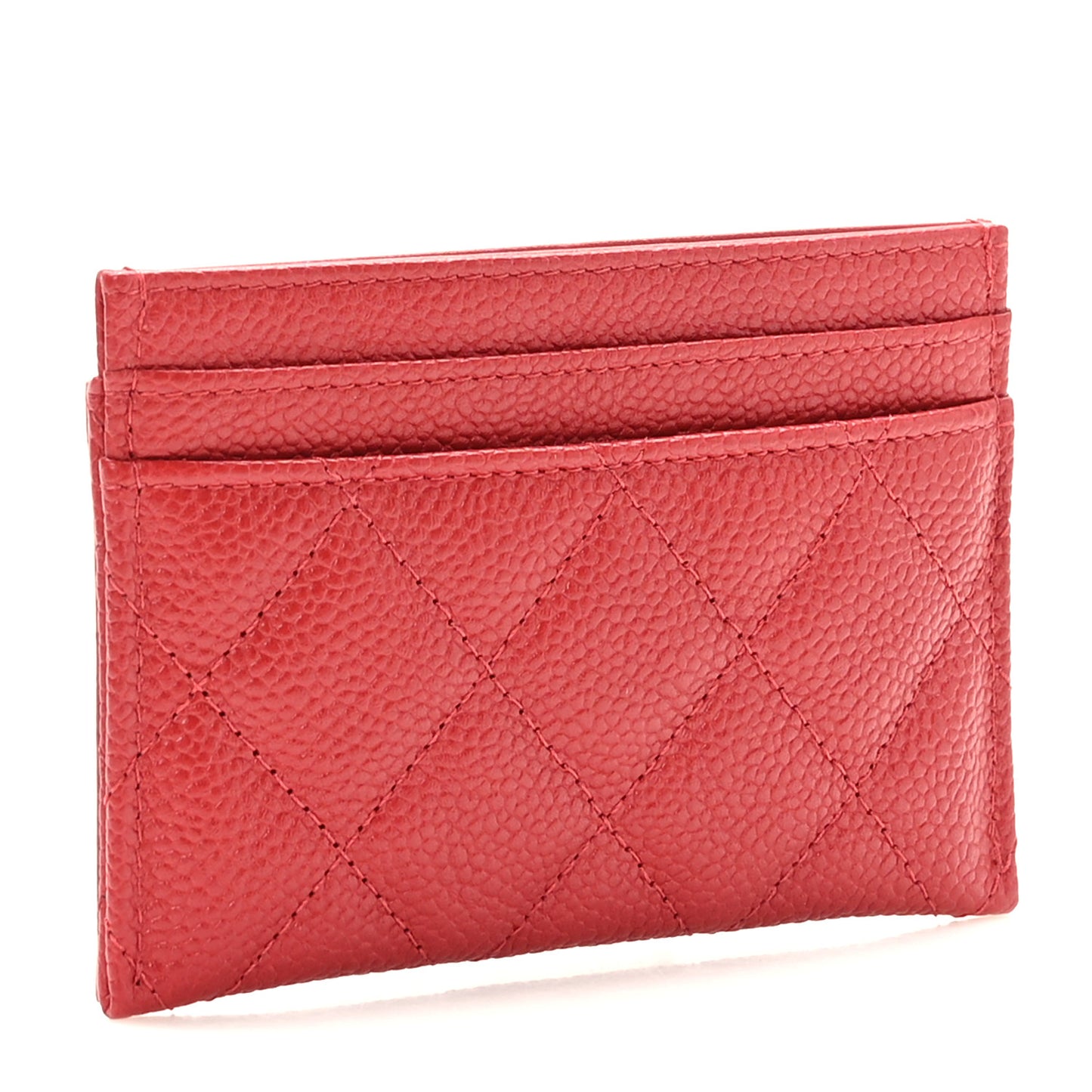 Caviar Quilted Filigree Card Holder Dark Red