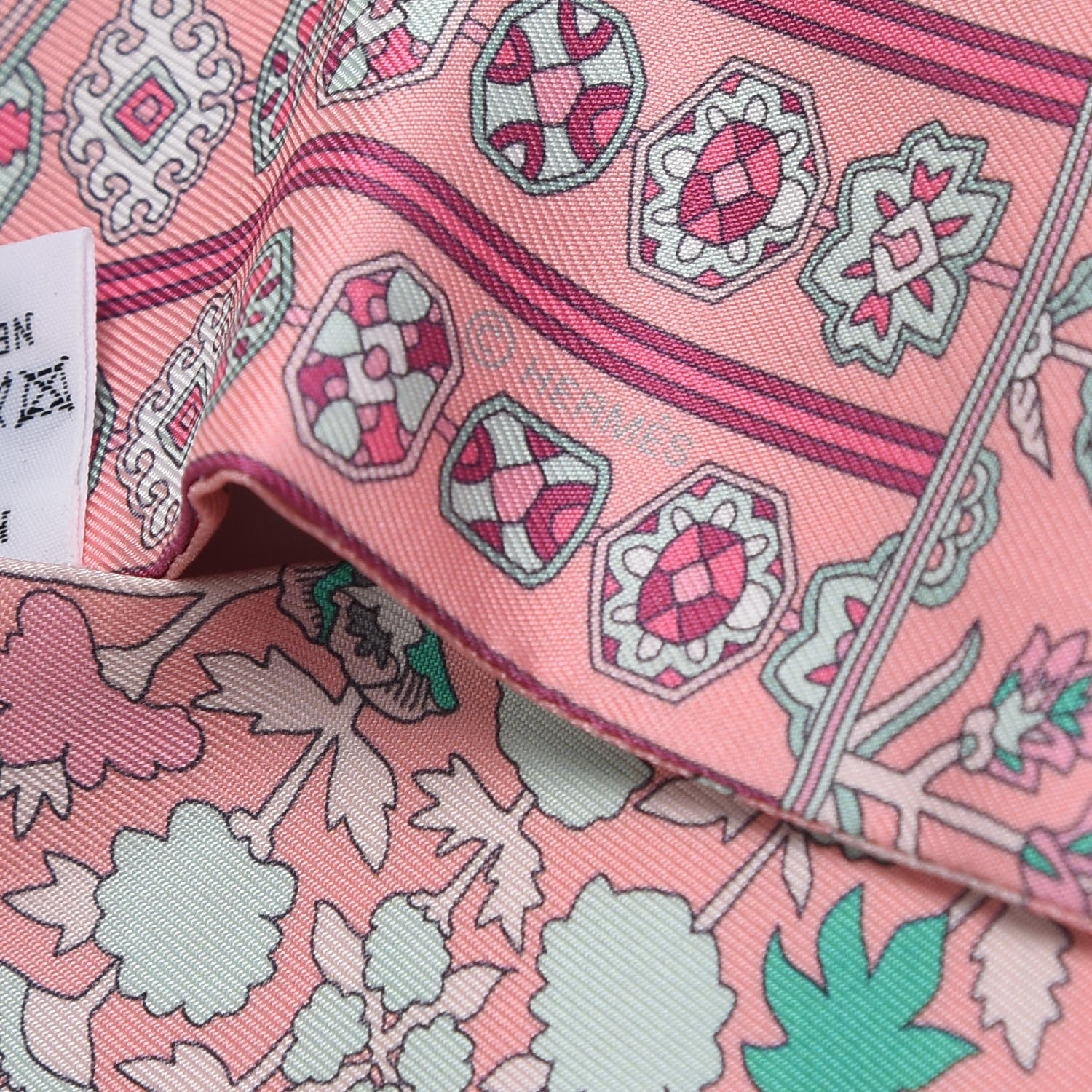 Hermes Silk Tapis Persans Twilly Rose Vert De Eau Creme 4 of 4