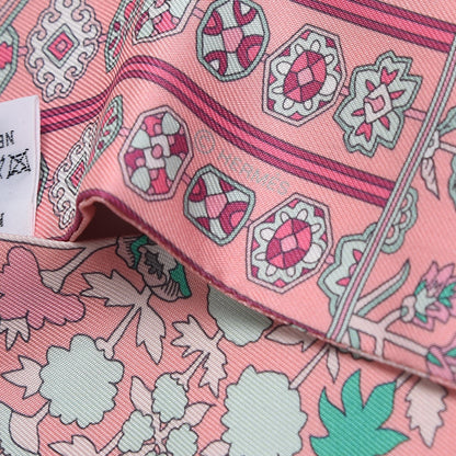 Hermes Silk Tapis Persans Twilly Rose Vert De Eau Creme 4 of 4