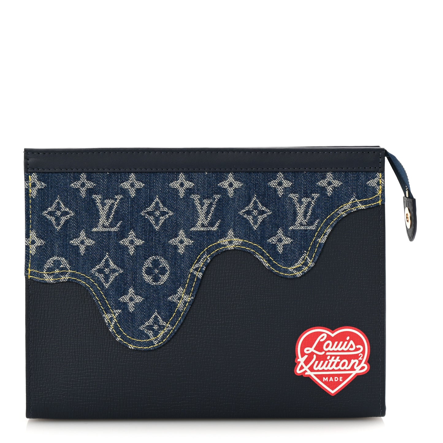 X NIGO Taurillon Monogram Denim Drip Pochette Voyage MM Blue