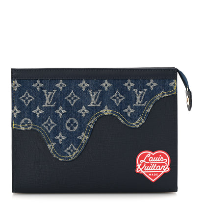 Louis Vuitton X NIGO Taurillon Monogram Denim Drip Pochette Voyage MM Blue 1 of 8