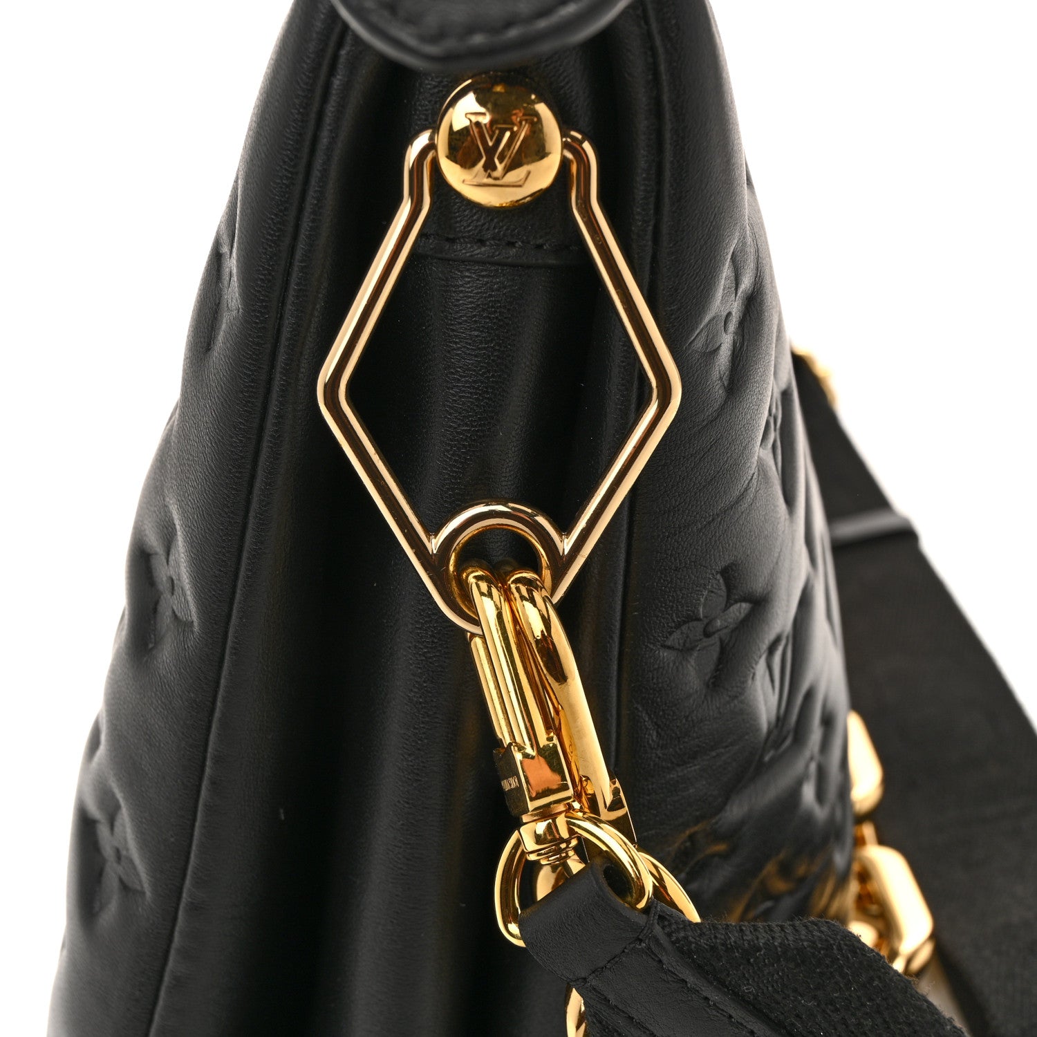 Louis Vuitton Lambskin Embossed Monogram Coussin MM Black 10 of 11