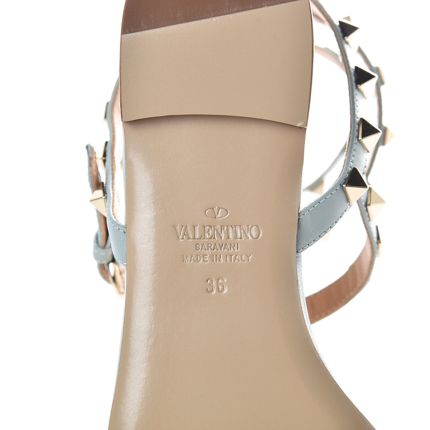Nappa Rockstud Ankle Wrap Flat Thong Sandals 36 Celadon