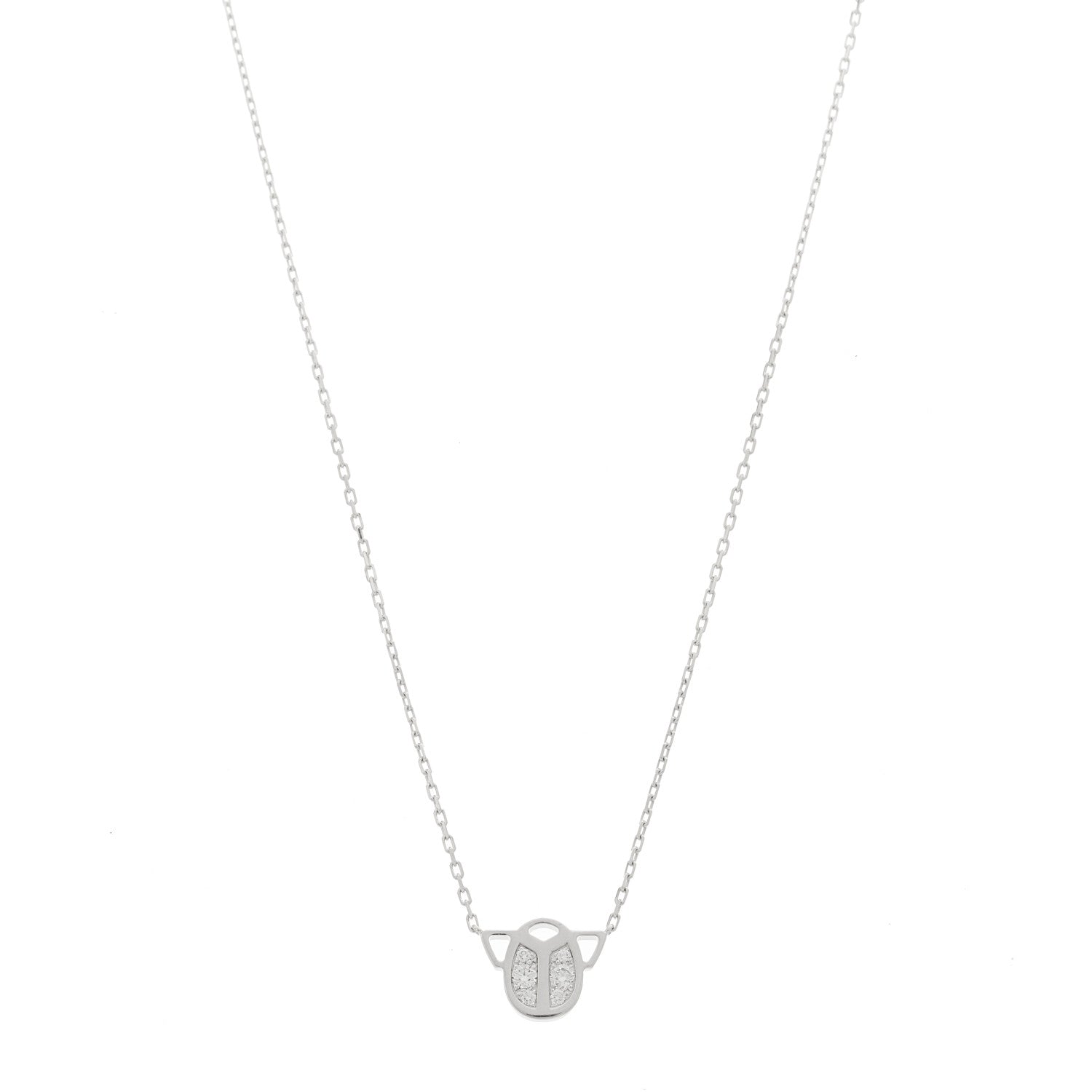 Cartier 18K White Gold Diamond Scarab Necklace 1 of 5