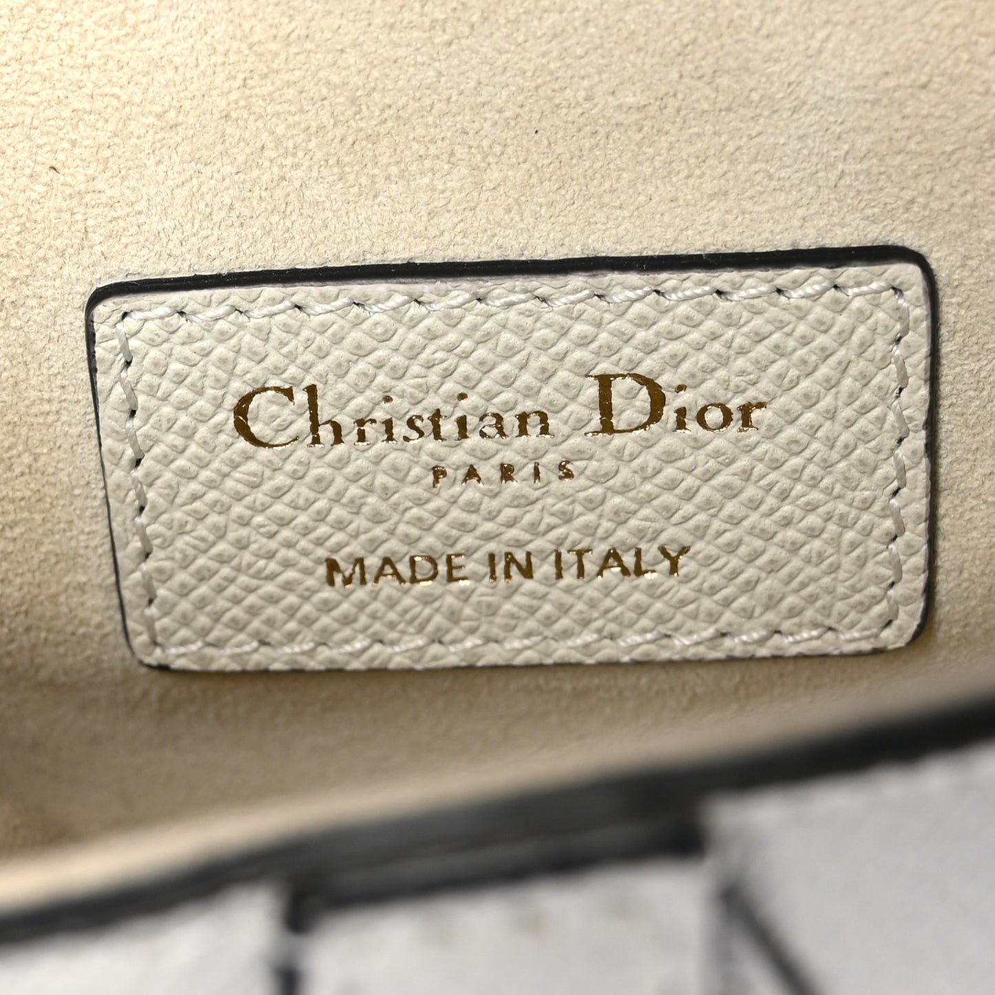 Grained Calfskin Mini Saddle Bag White