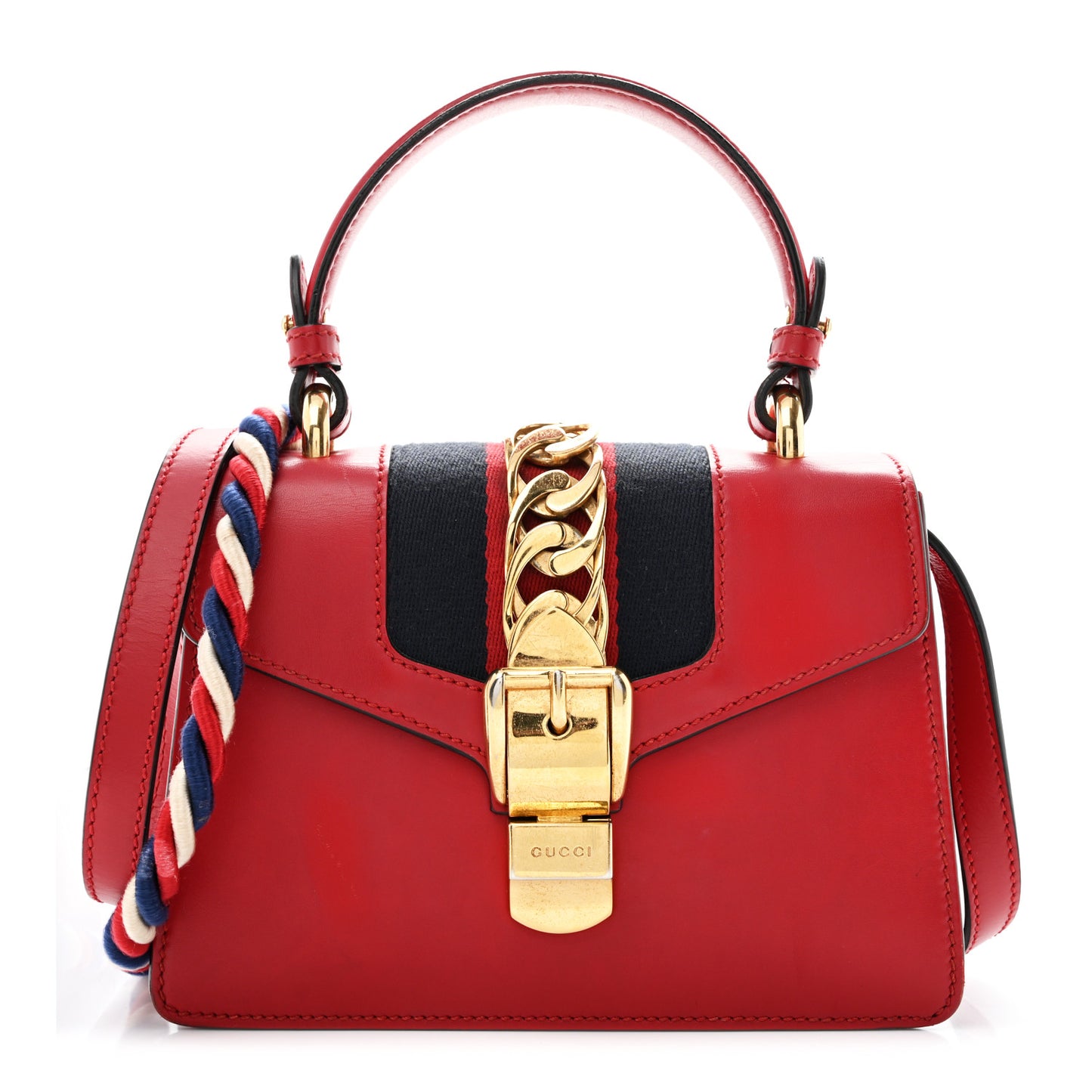 Calfskin Mini Sylvie Top Handle Bag Hibiscus Red