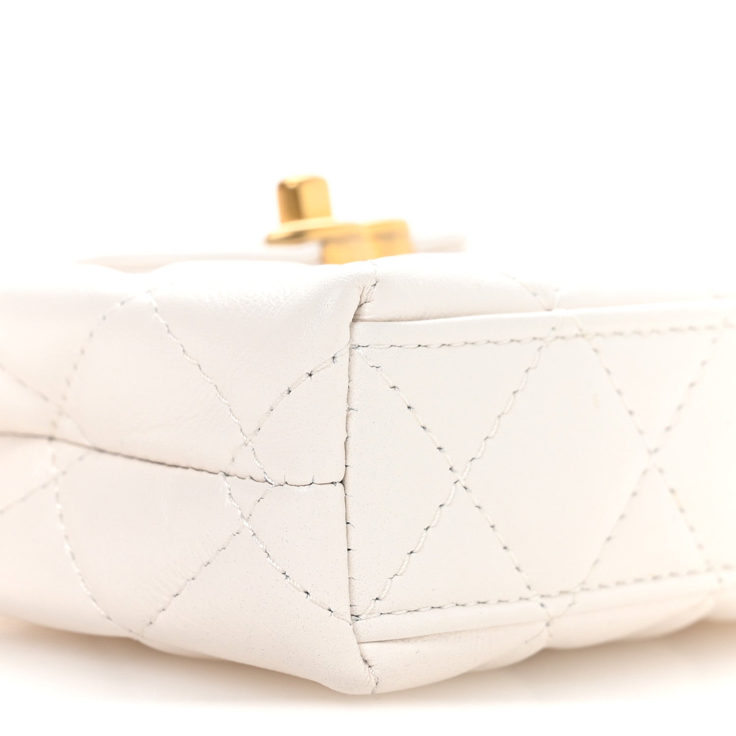 Chanel Shiny Aged Calfskin Quilted Mini Nano Kelly Shopper White 9 of 10